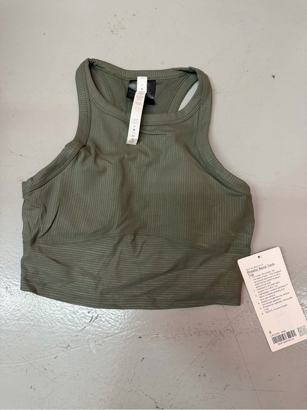Lululemon - Ribbed High-Neck Crop Tank Top - Olive Green